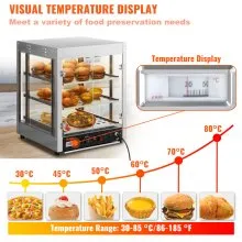 VEVOR - Gabinete de pizza para encimera con calentador de alimentos comercial de 3 niveles con bandeja de agua