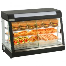 VEVOR - Gabinete de pizza para encimera con calentador de alimentos comercial de 3 niveles con bandeja de agua