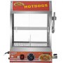 Vaporera para hot dogs VEVOR con control de temperatura y puertas de vidrio transparente.