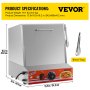 VEVOR Hot Dog Steamer, 36L/32.69Qt, Classic Hut Steamer para 96 Hot Dogs y 30 bollos, calentador de pan eléctrico con puerta abatible, ventana acrílica, placa de partición, clip para alimentos, cinta de PTFE, acero inoxidable