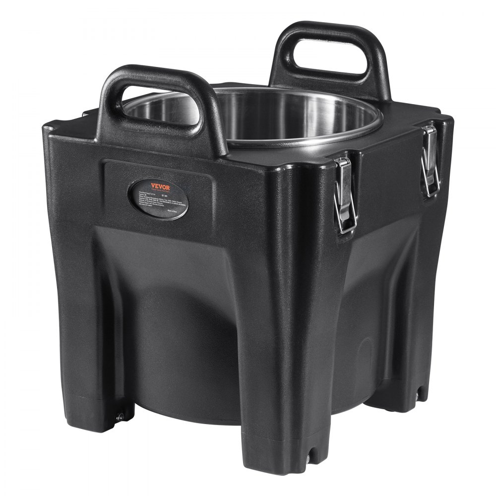 Transportador de alimentos isotérmico VEVOR, capacidad de 32 cuartos, caja térmica apilable para catering con barril de acero inoxidable, calentador de alimentos de carga superior de LLDPE con asas integradas, hebillas y base fija, para comedores de restaurantes, B