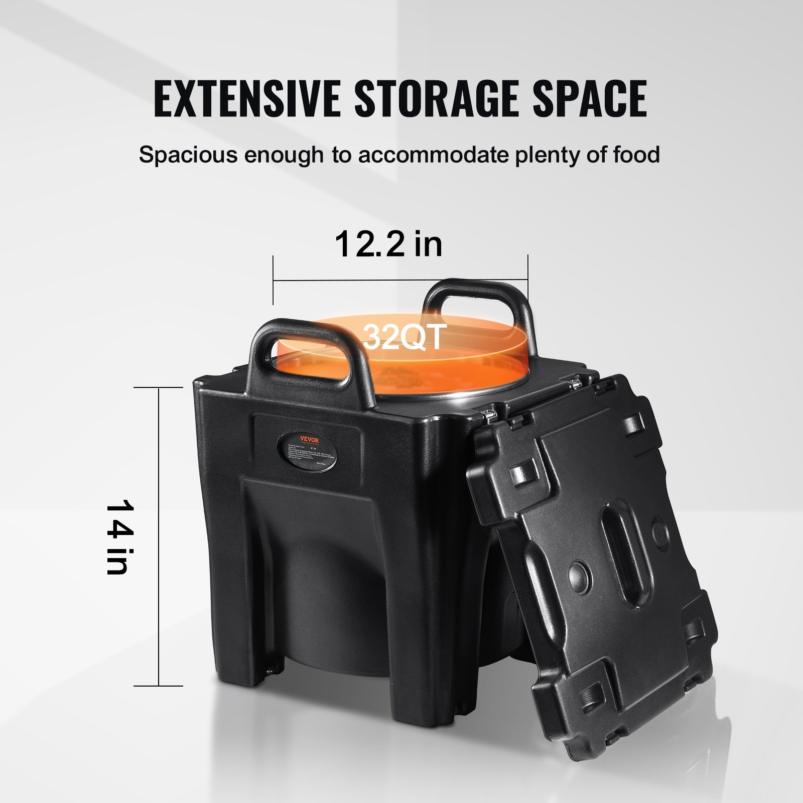 Transportador de alimentos isotérmico VEVOR, capacidad de 32 cuartos, caja térmica apilable para catering con barril de acero inoxidable, calentador de alimentos de carga superior de LLDPE con asas integradas, hebillas y base fija, para comedores de restaurantes, B