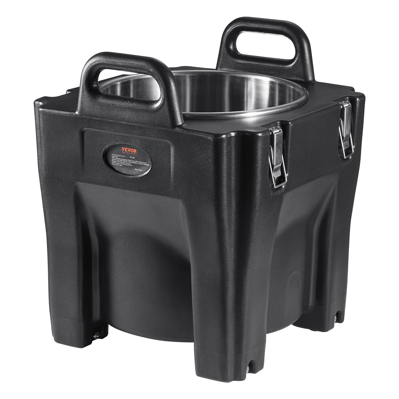 Transportador de alimentos isotérmico VEVOR, capacidad de 32 cuartos, caja térmica apilable para catering con barril de acero inoxidable, calentador de alimentos de carga superior de LLDPE con asas integradas, hebillas y base fija, para comedores de restaurantes, B