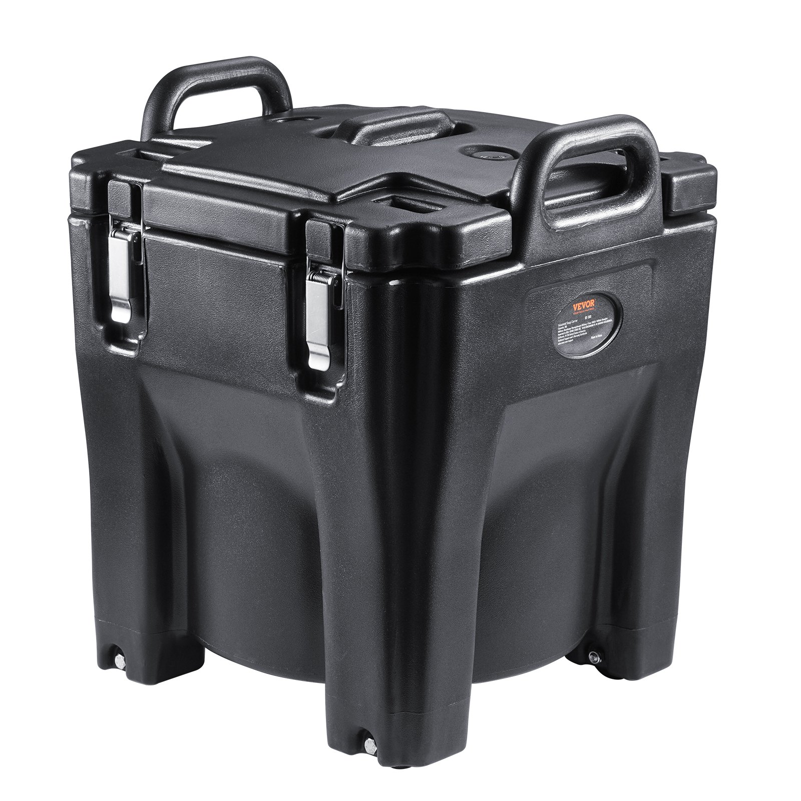 Transportador de alimentos isotérmico VEVOR, capacidad de 32 cuartos, caja térmica apilable para catering con barril de acero inoxidable, calentador de alimentos de carga superior de LLDPE con asas integradas, hebillas y base fija, para comedores de restaurantes, B