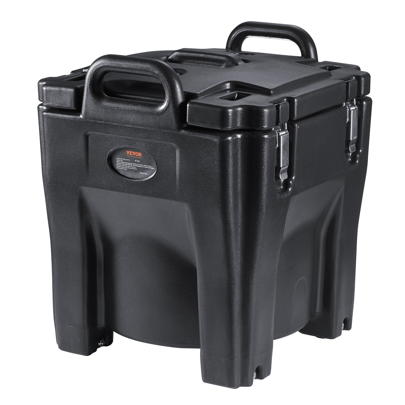 Transportador de alimentos isotérmico VEVOR, capacidad de 32 cuartos, caja térmica apilable para catering con barril de acero inoxidable, calentador de alimentos de carga superior de LLDPE con asas integradas, hebillas y base fija, para comedores de restaurantes, B