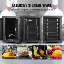 Portador de bandejas de alimentos con aislamiento VEVOR, caja caliente de 82 cuartos de galón para catering, portador de cajas de alimentos LLDPE con hebillas dobles, calentador de alimentos de carga frontal para restaurante, cantina, etc.