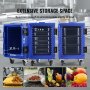 Portador de bandejas de alimentos aislado VEVOR, caja caliente de 82 cuartos de galón para catering, portador de caja de alimentos LLDPE con hebilla de una pieza, calentador de alimentos de carga frontal con asas, cargador final con ruedas para restaurante, cantina, etc. Azul