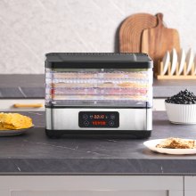 VEVOR Máquina deshidratadora de alimentos, deshidratador de frutas de 5 bandejas, secadora de alimentos eléctrica de 300 W con temporizador digital ajustable y temperatura para cecina, hierbas, carne, carne de res, frutas, golosinas para perros y verduras, lista ETL