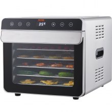 Máquina deshidratadora de alimentos VEVOR, 6 bandejas de acero inoxidable, secadora eléctrica de alimentos de 700 W con temporizador digital ajustable y temperatura para Jerky, hierbas, carne, carne de res, frutas, golosinas para perros y verduras, lista ETL
