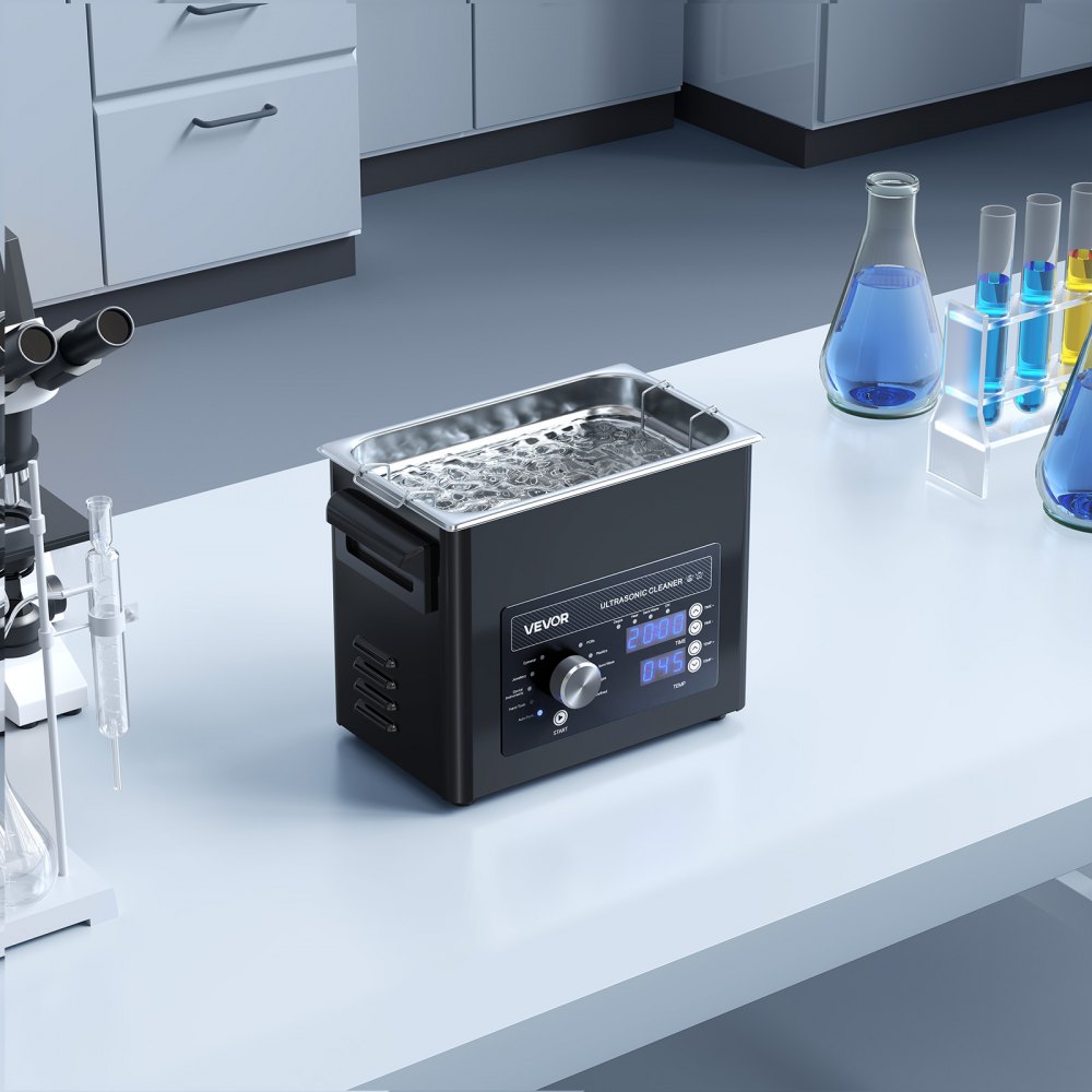 Limpiador ultrasónico VEVOR 3L, máquina limpiadora ultrasónica profesional con perilla de control, máquina de limpieza de acero inoxidable con cesta y bola de limpieza, para relojes, maquinillas de afeitar, joyas, monedas y más