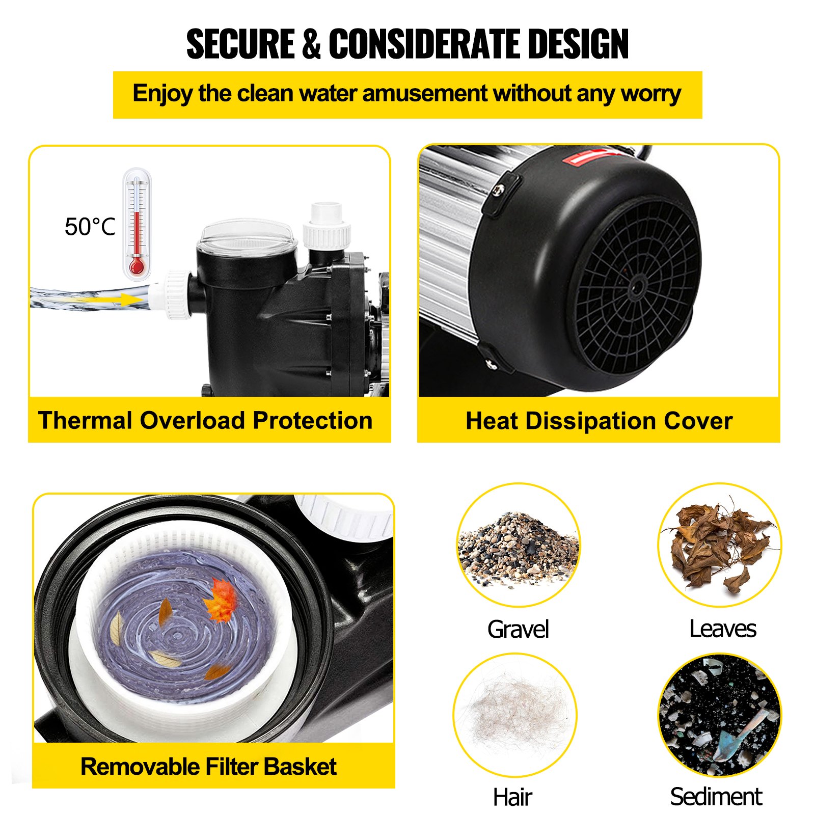 Motor de bomba de piscina VEVOR Bomba de SPA Autocebante 2.5HP 1850W Certificado