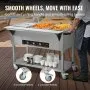VEVOR Calentador de alimentos comercial de 3 sartenes, mesa de vapor eléctrica de 3 x 20,6 cuartos, calentador de alimentos profesional para catering buffet de 1500 W con 4 ruedas (2 con cerradura), servidor de acero inoxidable de grado alimenticio para restaurante de fiesta