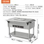 VEVOR Calentador de Alimentos Comercial de 3 Sartenes de Catering de Bufé Profesional de 1500 W, Mesa de Vapor Eléctrica, con 4 Ruedas(2 Bloqueables), para Restaurantes de Fiestas, 1150 x 750 x 850 mm