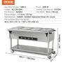VEVOR Calentador de alimentos comercial de 4 bandejas, mesa de vapor eléctrica de 4 x 20.6 qt, calentador de alimentos profesional de 2000 W para catering y bufé con 4 ruedas (2 con cerradura), servidor de acero inoxidable de grado alimenticio para fiestas y restaurantes.