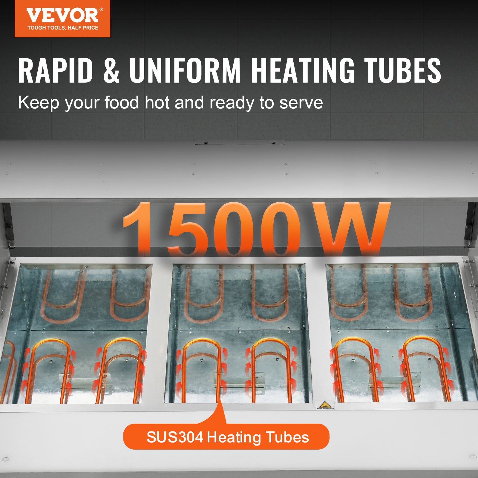 VEVOR Calentador de alimentos comercial de 3 bandejas, mesa de vapor eléctrica de 3 x 20.6 qt, calentador de alimentos profesional de 1500 W para catering y bufé con protector antiestornudos de acrílico, servidor de acero inoxidable de grado alimenticio para fiestas y restaurantes