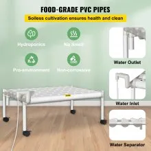 Sistema de cultivo hidropónico VEVOR, 54 sitios, 6 tubos de PVC-U de grado alimenticio, kit de plantación interior de 1 capa con bomba de agua, temporizador, cesta nido, esponja para frutas, verduras, hierbas, blanco