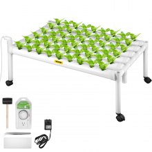 Sistema de cultivo hidropónico VEVOR, 54 sitios, 6 tubos de PVC-U de grado alimenticio, kit de plantación interior de 1 capa con bomba de agua, temporizador, cesta nido, esponja para frutas, verduras, hierbas, blanco