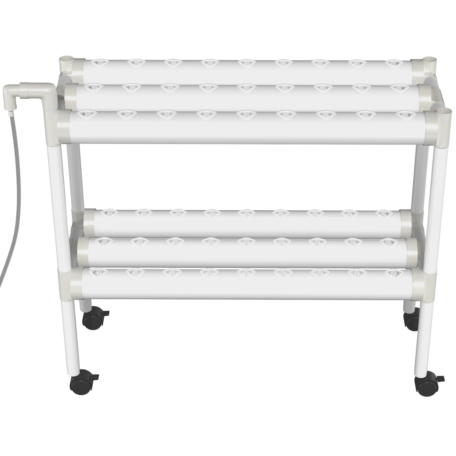 Sistema de cultivo hidropónico VEVOR, 54 sitios, 6 tubos de PVC-U de grado alimenticio, kit de plantación interior de 2 capas con bomba de agua, temporizador, cesta nido, esponja para frutas, verduras, hierbas, blanco