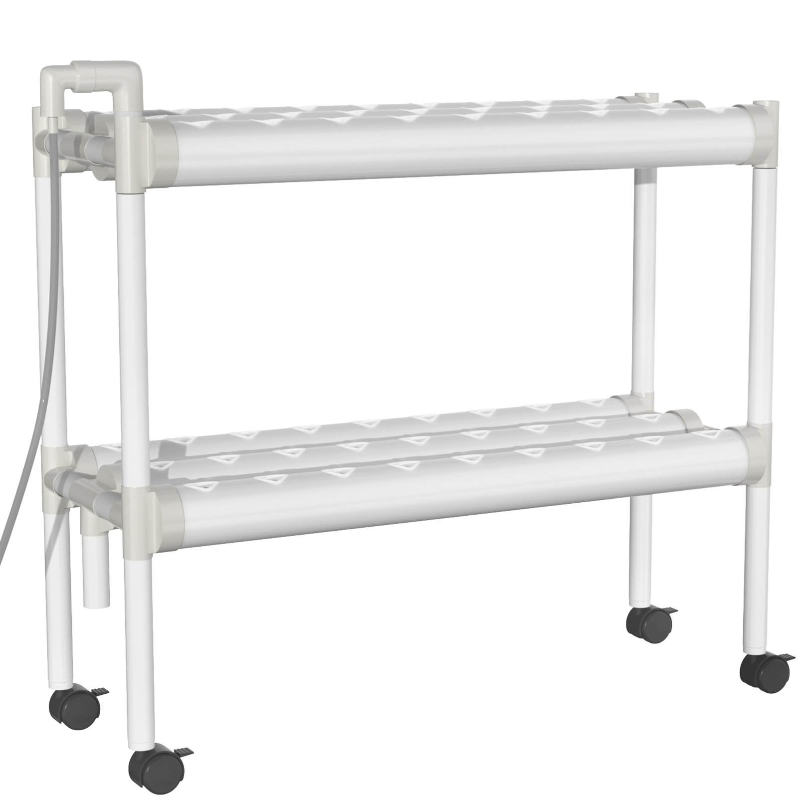 Sistema de cultivo hidropónico VEVOR, 54 sitios, 6 tubos de PVC-U de grado alimenticio, kit de plantación interior de 2 capas con bomba de agua, temporizador, cesta nido, esponja para frutas, verduras, hierbas, blanco