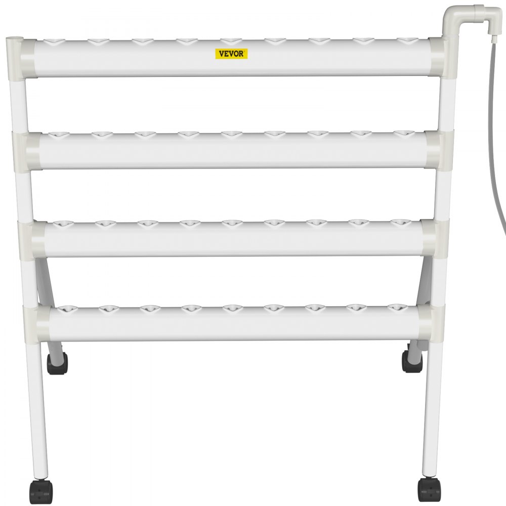 Sistema de cultivo hidropónico VEVOR, 36 sitios, 4 tubos de PVC-U de grado alimenticio, kit de plantación interior de 4 capas con bomba de agua, temporizador, cesta nido, esponja para frutas, verduras, hierbas, blanco