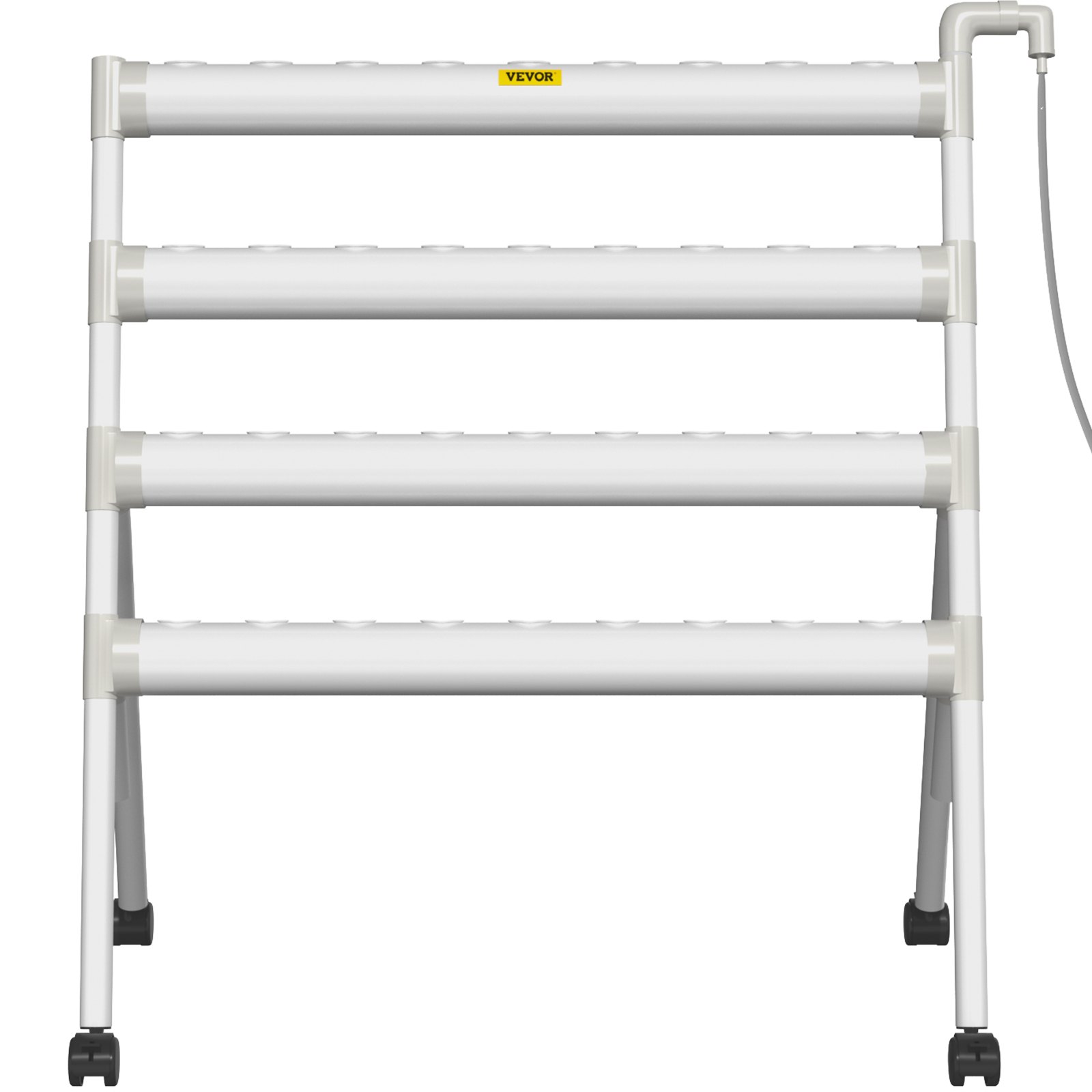 Sistema de cultivo hidropónico VEVOR, 36 sitios, 4 tubos de PVC-U de grado alimenticio, kit de plantación interior de 4 capas con bomba de agua, temporizador, cesta nido, esponja para frutas, verduras, hierbas, blanco