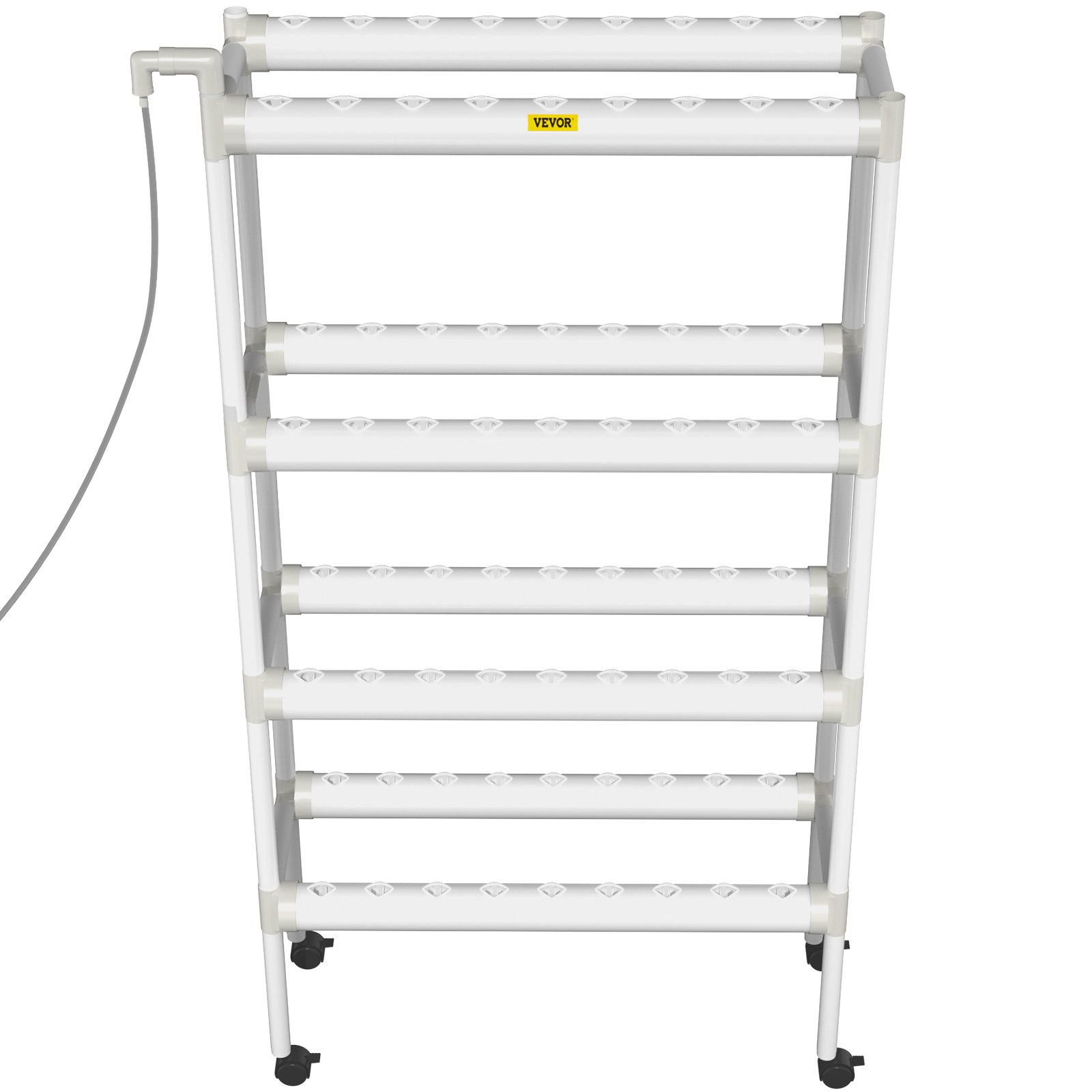 Sistema de cultivo hidropónico VEVOR, 72 sitios, 8 tubos de PVC-U de grado alimenticio, kit de plantación interior de 4 capas con bomba de agua, temporizador, cesta nido, esponja, para frutas, verduras, hierbas, blanco