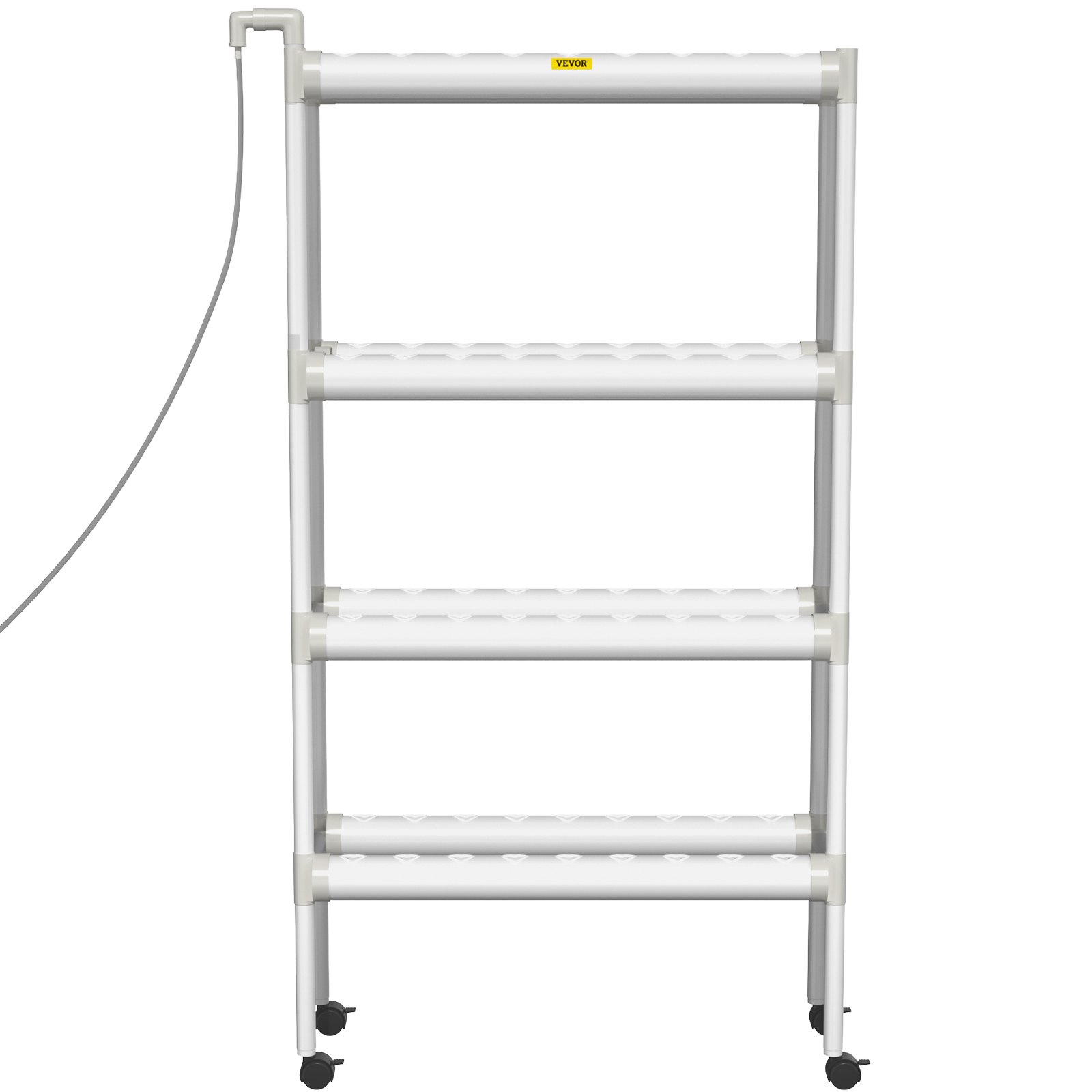 Sistema de cultivo hidropónico VEVOR, 72 sitios, 8 tubos de PVC-U de grado alimenticio, kit de plantación interior de 4 capas con bomba de agua, temporizador, cesta nido, esponja, para frutas, verduras, hierbas, blanco