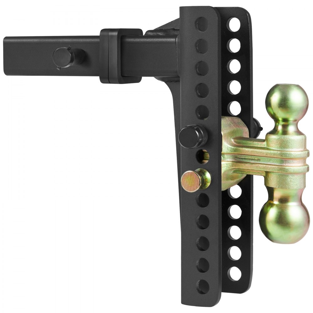Enganche de remolque ajustable VEVOR con diseño de doble bola y múltiples orificios de ajuste de altura.