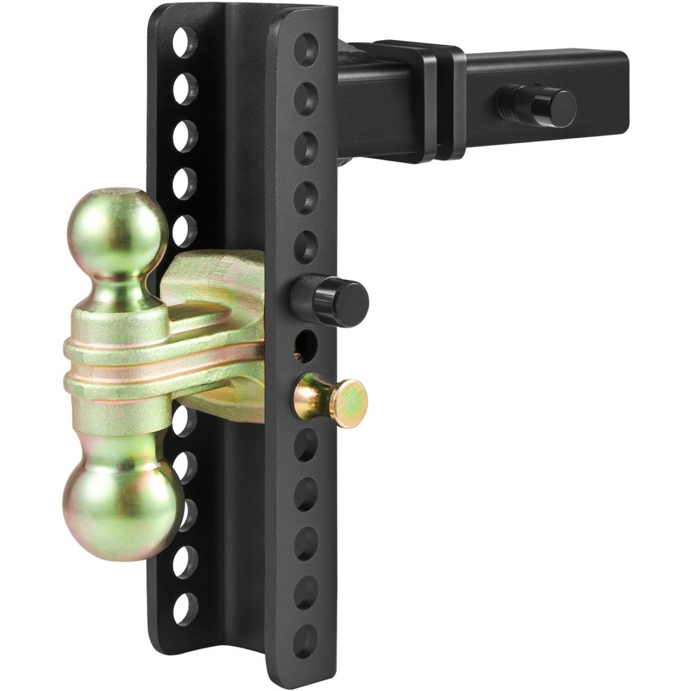 Enganche de remolque ajustable VEVOR negro con múltiples opciones de altura y soporte de bola doble.
