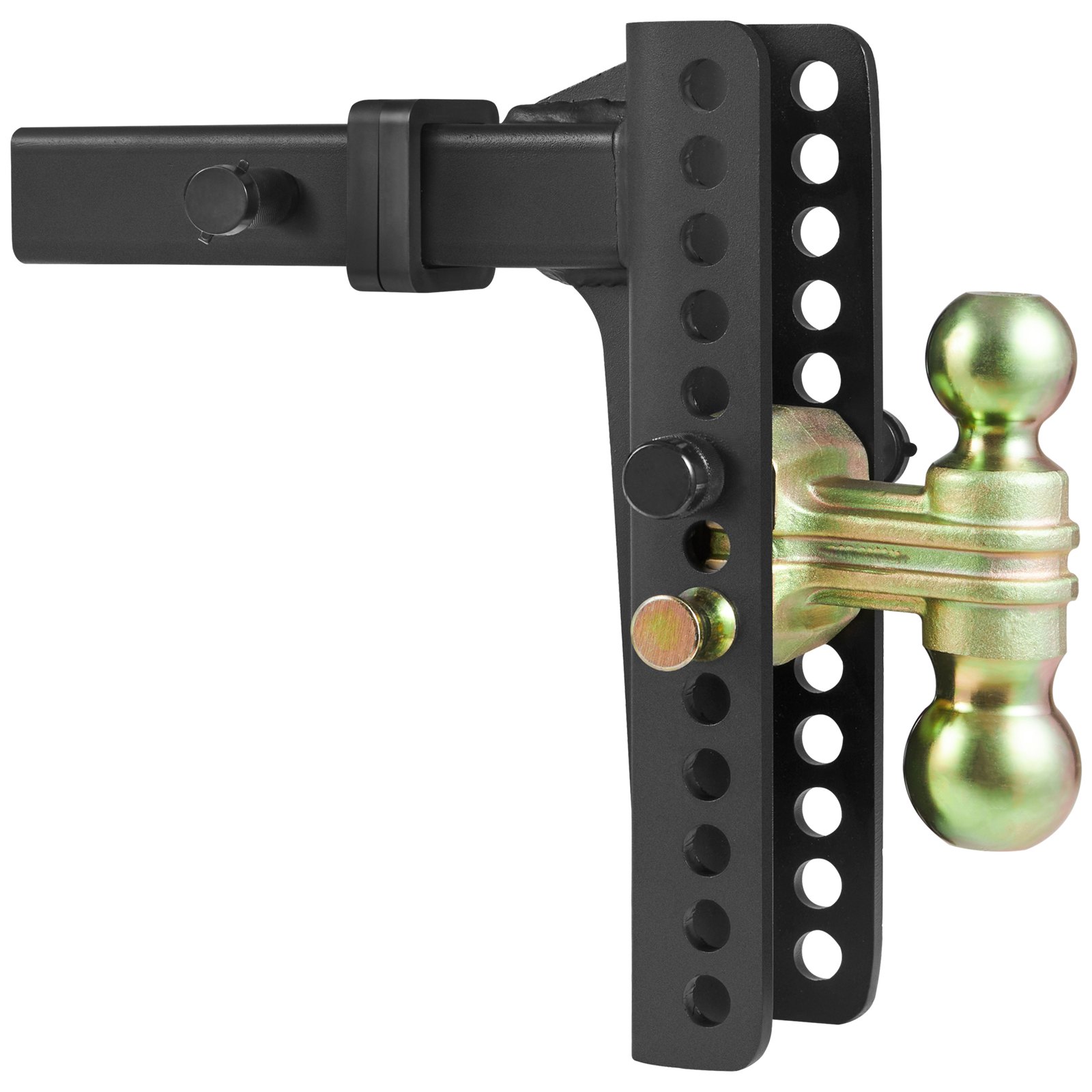 Enganche de remolque ajustable VEVOR con diseño de doble bola y múltiples orificios de ajuste de altura.