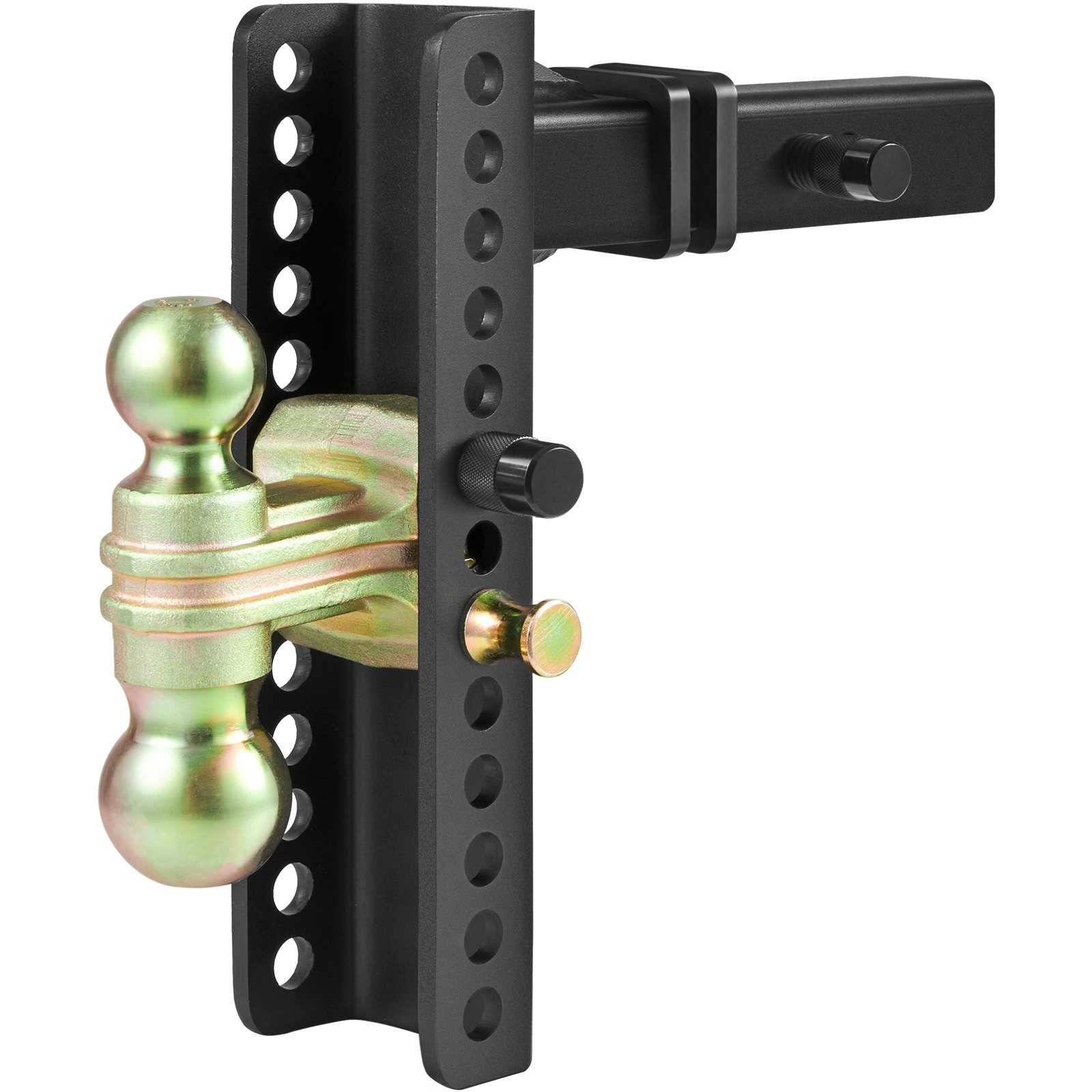 Enganche de remolque ajustable VEVOR negro con múltiples opciones de altura y soporte de bola doble.