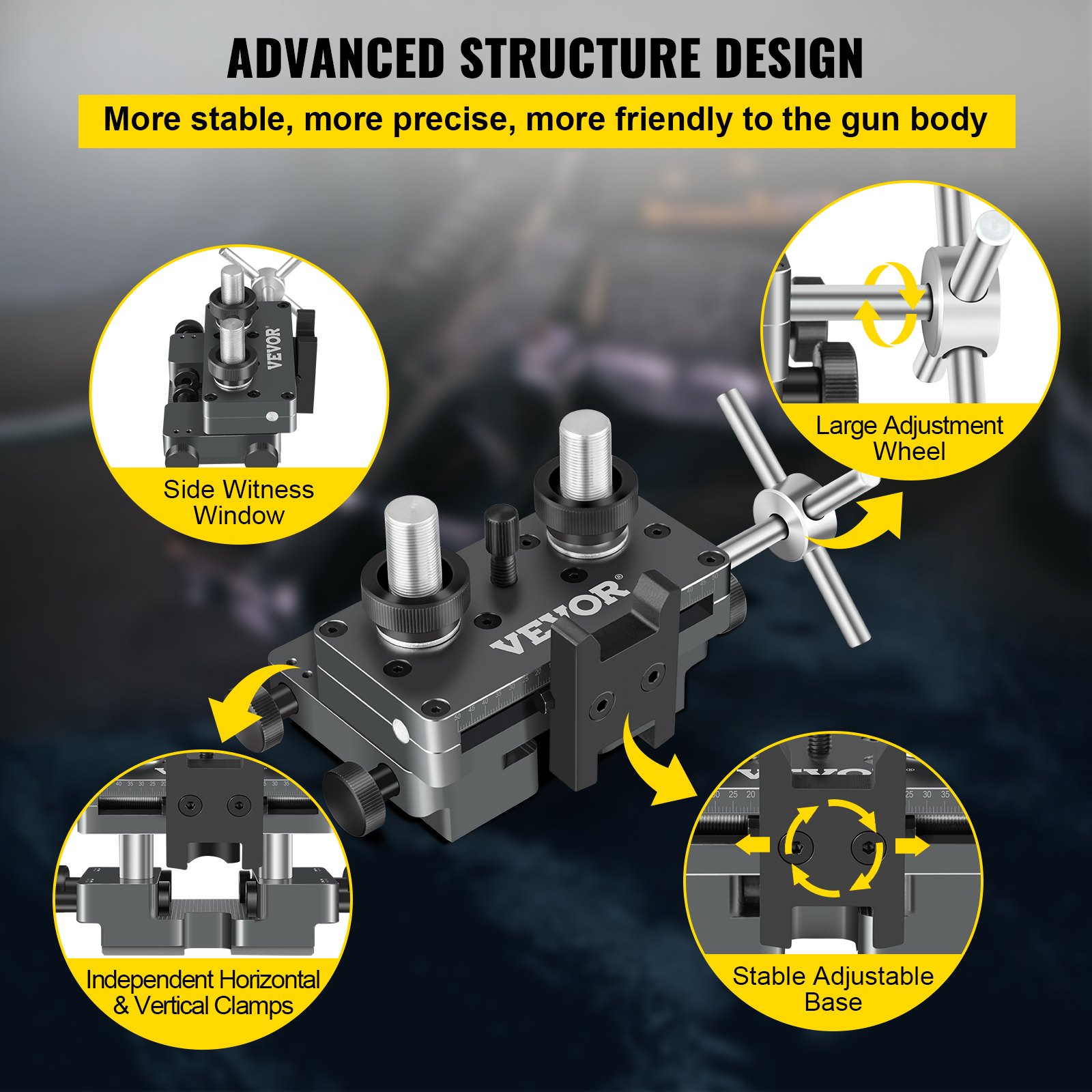 Herramienta de vista VEVOR para ajuste y mantenimiento de vista de alta precisión, herramienta de vista de aluminio, herramienta de ensamblaje de punta de vista delantera y trasera reversible para semiautomático (negro)