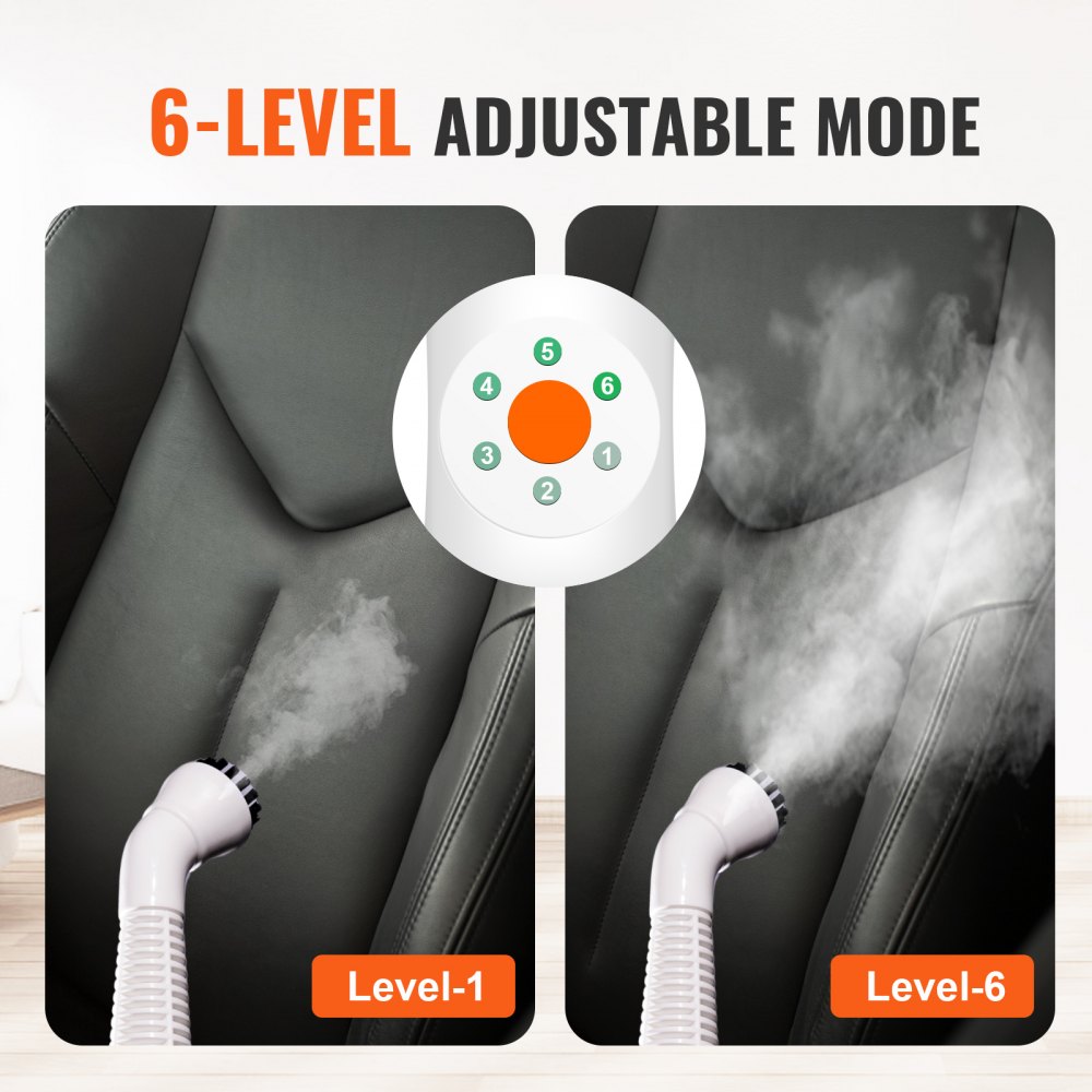 VEVOR Limpiador a vapor para uso doméstico, limpiador a vapor portátil con tanque de 45 oz, 20 accesorios y cable de alimentación de 16.4 pies, vaporizador para limpieza profunda de pisos, ventanas, lechada, parrillas, automóviles y más