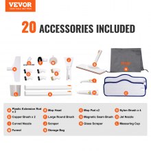 VEVOR Limpiador a vapor para uso doméstico, limpiador a vapor portátil con tanque de 45 oz, 20 accesorios y cable de alimentación de 16.4 pies, vaporizador para limpieza profunda de pisos, ventanas, lechada, parrillas, automóviles y más