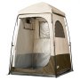 VEVOR Tienda de Campaña de 1 Habitación, con Ducha e Inodoro Impermeable, Cambiador, Piquetas, Cuerdas, Bolsa de Transporte y Travesaño, Fabricada en Tela Oxford 210D, Caqui, 145 x 145 x 215 cm