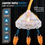 Carrete de extensión retráctil VEVOR, cable de alimentación SJTOW 14AWG/3C de alta resistencia de 15 m con toma triple iluminada, disyuntor de 13 A, soporte giratorio de 180° para montaje en techo o pared, color negro