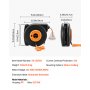 Carrete de extensión retráctil VEVOR, cable de alimentación SJTOW 14AWG/3C de alta resistencia de 15 m con toma triple iluminada, disyuntor de 13 A, soporte giratorio de 180° para montaje en techo o pared, color negro