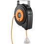 Carrete de extensión retráctil VEVOR, cable de alimentación SJTOW 14AWG/3C de alta resistencia de 15 m con toma triple iluminada, disyuntor de 13 A, soporte giratorio de 180° para montaje en techo o pared, color negro