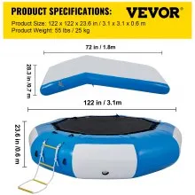 VEVOR Trampolín de Agua Capacidad 400 kg Trampolín Inflable PVC con Tobogán