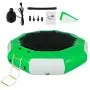 Trampolín acuático inflable VEVOR de 4 m con escalera mecánica, trampolín acuático inflable redondo en verde y blanco, trampolín flotante para lagos, piscinas y mar en calma.