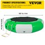 Trampolín acuático inflable VEVOR de 4 m con escalera mecánica, trampolín acuático inflable redondo en verde y blanco, trampolín flotante para lagos, piscinas y mar en calma.