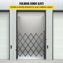 Puerta corredera plegable VEVOR entre dos puertas de garaje en exterior.