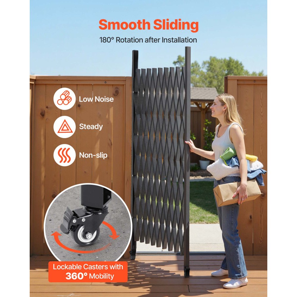 Puerta de seguridad plegable individual VEVOR, 2,2 m de alto x 2,38 m de ancho, puerta plegable tipo acordeón de acero, puerta de seguridad flexible extensible, puerta de barricada enrollable de 360°, puerta/puerta de tijera con candado.