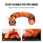 Ventilador portátil VEVOR con mangueras de PVC flexibles de 32,8 pies, cuerda ajustable y material resistente al desgaste.