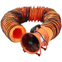 Ventilador portátil VEVOR, ventilador cilíndrico de alta resistencia de 12 pulgadas con manguera de 33 pies, potente extractor de taller de 560 W, 2894 CFM, soplador industrial para aspirar polvo y humo en el hogar y el trabajo.