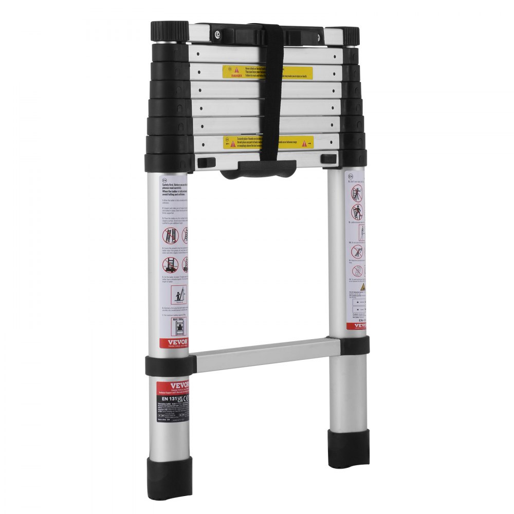 Escalera telescópica extensible VEVOR de 8,5 pies con retracción con un botón y capacidad para 375 libras