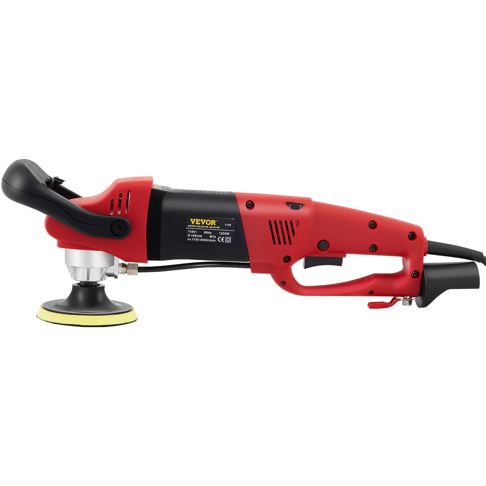 Pulidora húmeda VEVOR en color rojo y negro, con mango ergonómico e interruptor de encendido.