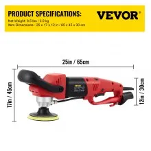 VEVOR Pulidora en húmedo, kit de pulido de 8 piezas de velocidad variable, con almohadillas de diamante de 4" y 5", máquina pulidora con adaptador de tubería de 59" y protector contra salpicaduras, herramienta de piedra de hormigón para encimera de granito/mármol CE