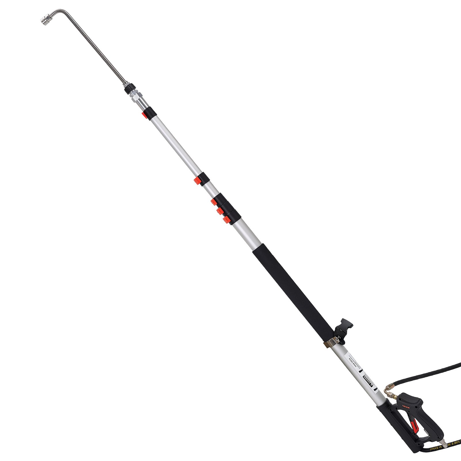 VEVOR Varilla Telescópica para Hidrolavadora 7,62 m, Juego de Varilla de Extensión para Hidrolavadora 6 Secciones 4000 PSI con 7 Boquillas, Adaptador de Manguera, para Limpieza a Alta Presión