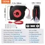 Carrete de cable de extensión retráctil VEVOR, 15 m, resistente, 14 AWG/3C SJTOW, con toma de corriente triple iluminada, disyuntor de 13 A, soporte giratorio de 180° para montaje en techo o pared.